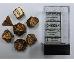 Chessex 7-Piece RPG Dice Set: Glitter (Assorted Colours) Gold w/ Silver