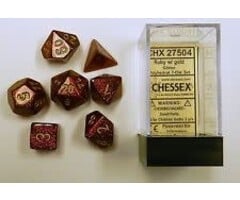 Chessex 7-Piece RPG Dice Set: Glitter Ruby w/ Gold