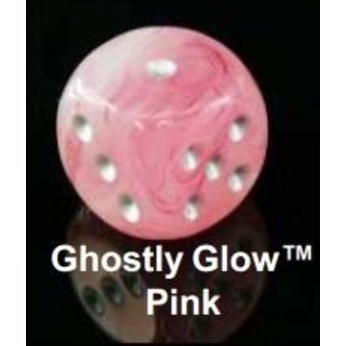 Chessex 36d6 Dice Block (12mm): Ghostly Glow (Assorted Colours) Pink w/ Silver