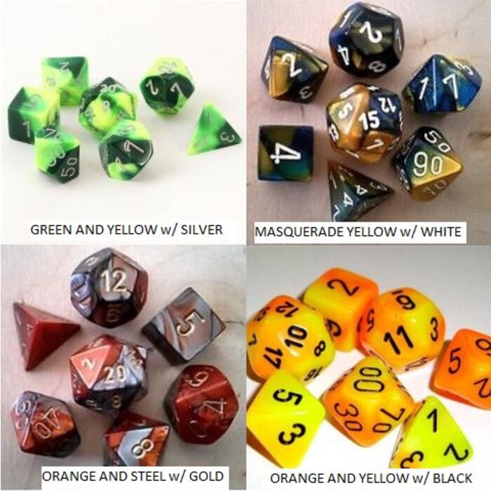 Chessex 7-Piece RPG Dice Set: Gemini (Assorted Colours)