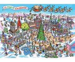 Cobble Hill Puzzles 1000 pcs - DoodleTown: 12 Days of Christmas