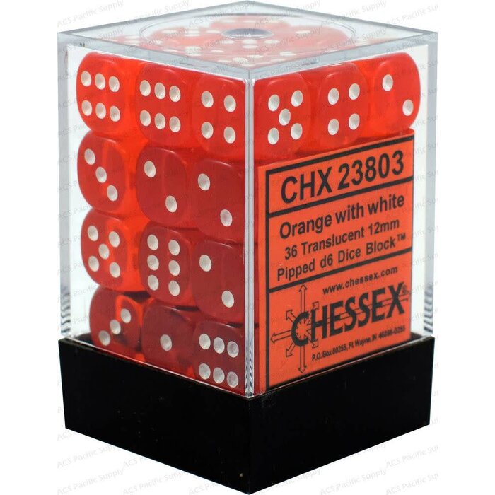 Chessex 36d6 Dice Block (12mm): Translucent (Assorted Colours)