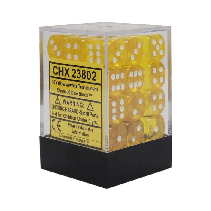Chessex 36d6 Dice Block (12mm): Translucent (Assorted Colours)