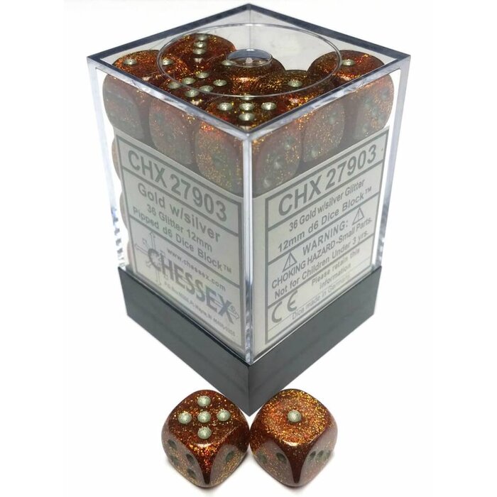 Chessex 36d6 Dice Block (12mm): Glitter (Assorted Colours)