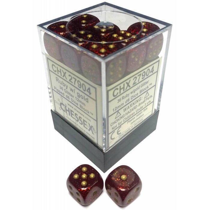 Chessex 36d6 Dice Block (12mm): Glitter (Assorted Colours)