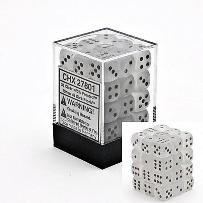 Chessex 36d6 Dice Block (12mm): Frosted (Assorted Colours)