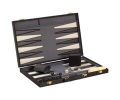 CHH Backgammon Set 18" Modern with Black Ribbed Exterior