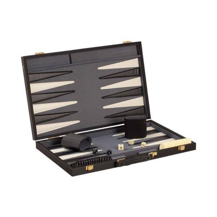 CHH Backgammon Set 18" Modern with Black Ribbed Exterior