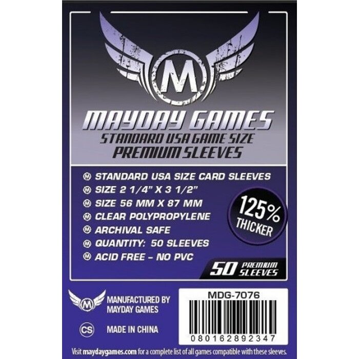 Mayday Games Sleeves - 56x87mm Mayday Premium - 50/pk (Standard American)