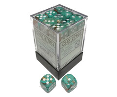 Chessex 36d6 Dice Block (12mm):  Marble (Assorted Colours) Oxi-Copper w/ White