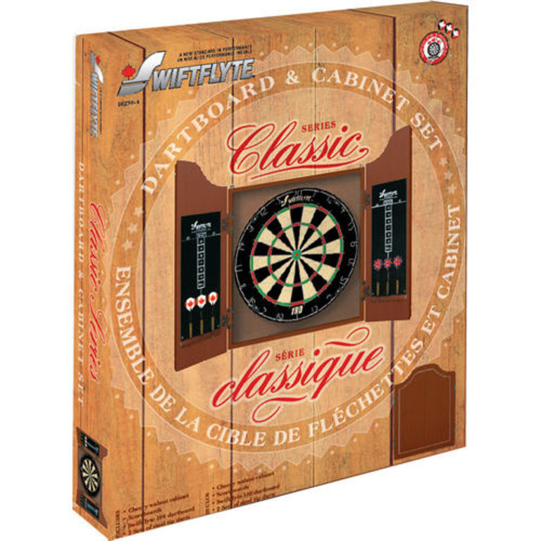 Swiftflyte Dartboard Cabinet Classic Brown W Board And Brass