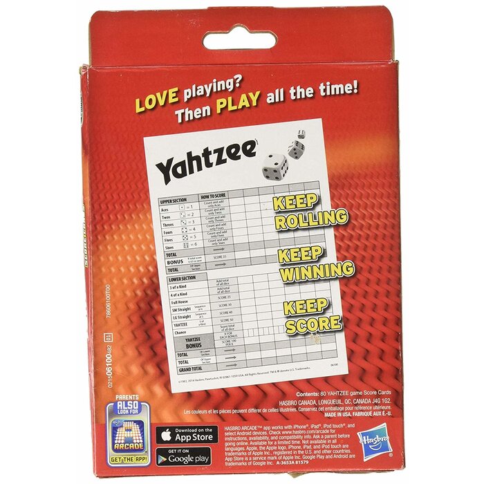 Hasbro Yahtzee Score Cards - 80 Pack