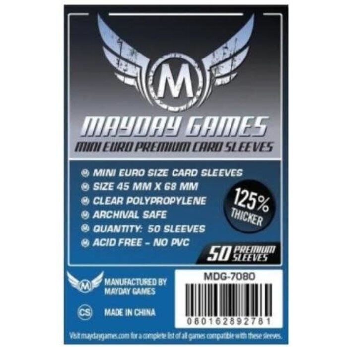 Mayday Games Sleeves - 45x68mm Mayday Premium - 50/pk (Mini European)