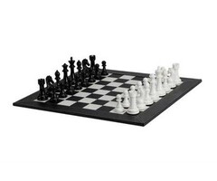 CHH Chess Set 21" - Staunton Heavy Weight Plastic With Leatherette Board (4.3" King)