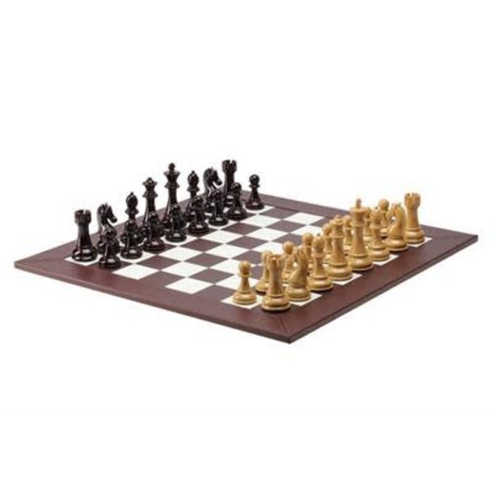 CHH Chess Set 21" - Staunton Heavy Weight Plastic With Leatherette Board (4.3" King)