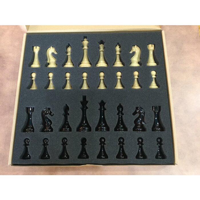 CHH Chess Set 21" - Staunton Heavy Weight Plastic With Leatherette Board (4.3" King)