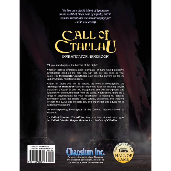 Chaosium Inc. Call of Cthulhu RPG 7th Edition Investigator Handbook