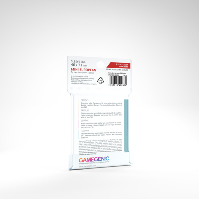GameGenic Sleeves - 46x71mm GameGenic - 50/pk (Mini European, Ruby)