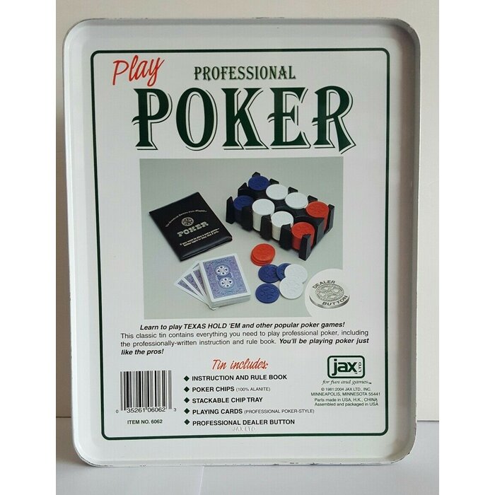 Jax Ltd. Professional Poker Game Set in White Tin