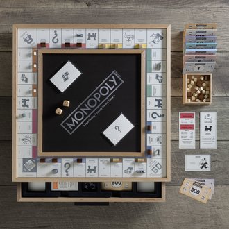 Winning Solutions Scrabble Maple Luxe Edition Rotating Game Board with Drawer 