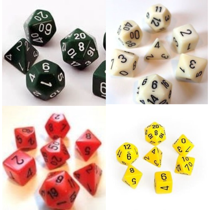 Chessex 7-Piece RPG Dice Set: Opaque (Assorted Colours)