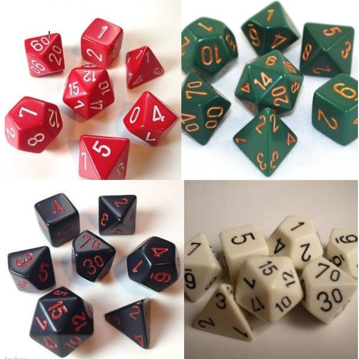 Chessex 7-Piece RPG Dice Set: Opaque (Assorted Colours)