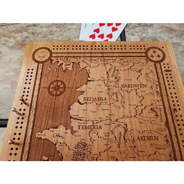 Unique Wood Products Wooden Cribbage Board: Witcher World Map