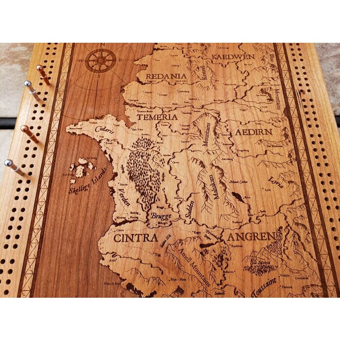 Unique Wood Products Wooden Cribbage Board: Witcher World Map