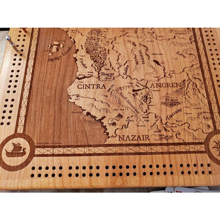Unique Wood Products Wooden Cribbage Board: Witcher World Map