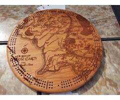 Unique Wood Products Wooden Cribbage Board: Middle Earth - Round
