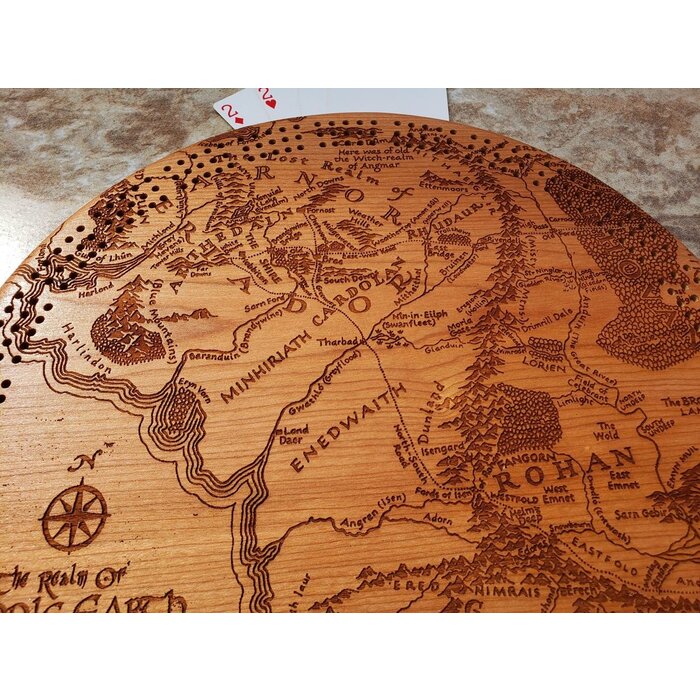 Unique Wood Products Wooden Cribbage Board: Middle Earth - Round
