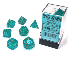 Chessex 7-Piece RPG Dice Set: Luminary Teal w/Gold