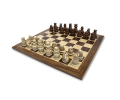 Wood Expressions Chess Set -  Medieval Style with Wooden Board