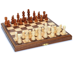 Wood Expressions Chess Set 12" - Walnut Folding Wood