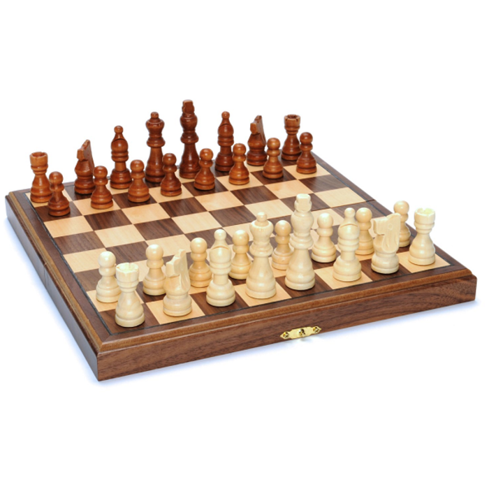 Wood Expressions Chess Set 12" - Walnut Folding Wood