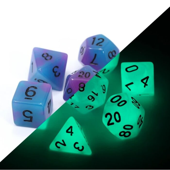 Die Hard Dice 7-Piece RPG Dice Set: Glow in the Dark (Assorted Colours)