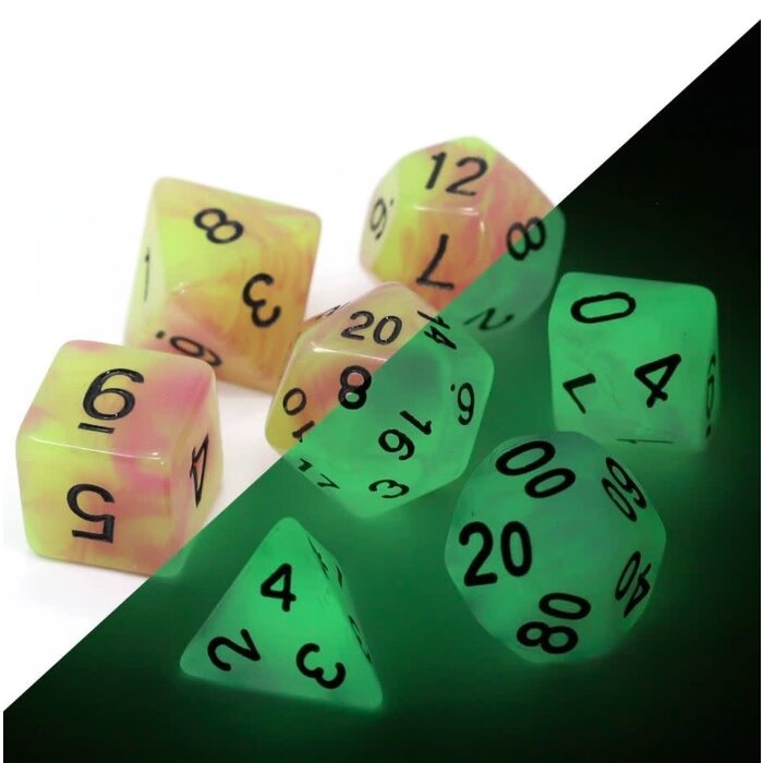 Die Hard Dice 7-Piece RPG Dice Set: Glow in the Dark (Assorted Colours)