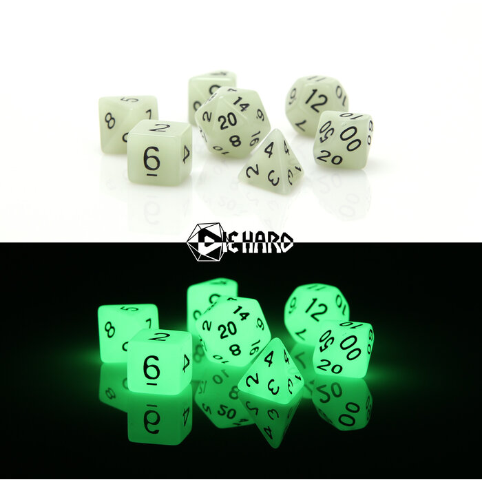 Die Hard Dice 7-Piece RPG Dice Set: Glow in the Dark (Assorted Colours)