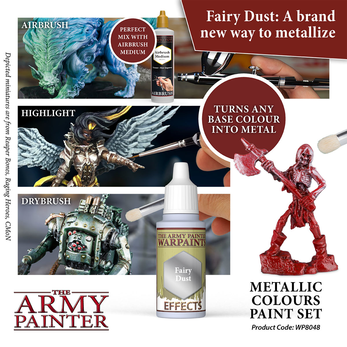 The Army Painter Warpaints Air Starter Set - Non-Toxic Water Based Airbrush paint  set paint and primer for Tabletop Roleplaying, Boardgames, and Wargames  Miniature Model Painting 