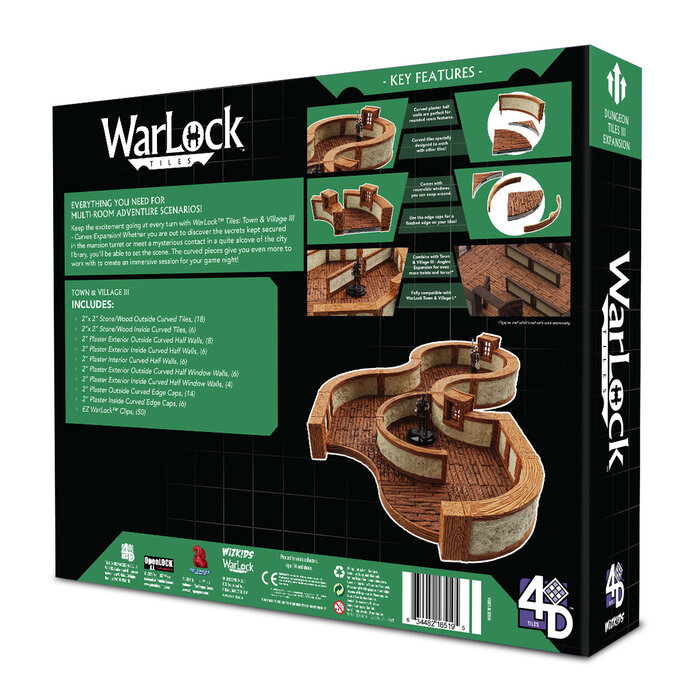 Wizkids/NECA LLC Warlock Tiles: Town & Village 3 - Curves Expansion