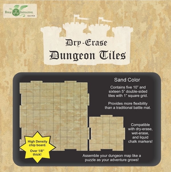 Dry Erase Dungeon Tiles 5" and 10" Sand Color Interlocking Tiles Boardgames.ca