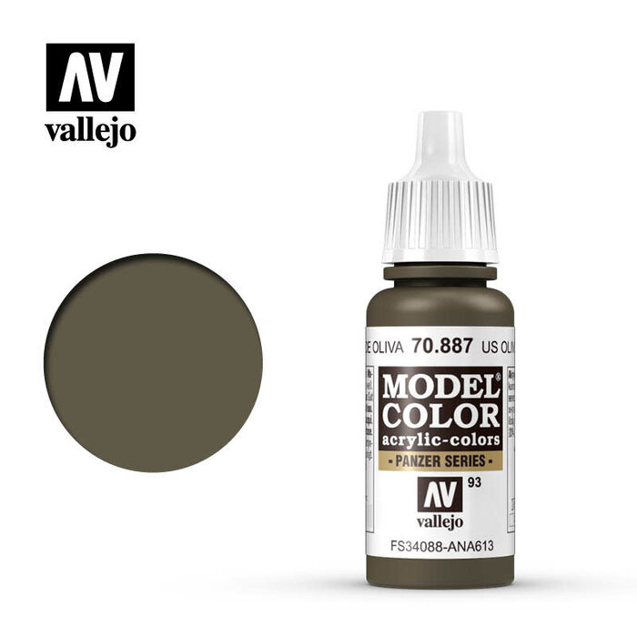 Vallejo Vallejo Model Color Acrylic US Olive Drab  17mL