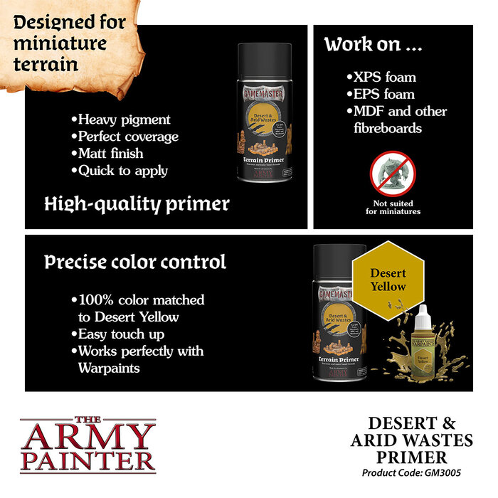 The Army Painter Gamemaster Terrain Primer Spray (300 mL) - Desert & Arid Wastes