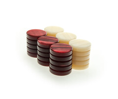 Wood Expressions Mother of Pearl Acrylic Backgammon Checkers/Chips Red & Cream - 1.5 Inch Diameter