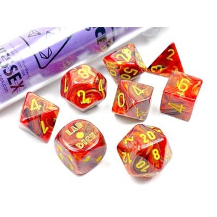 Chessex 7-Piece RPG Dice Set: Lab Dice Vortex Underworld/Yellow