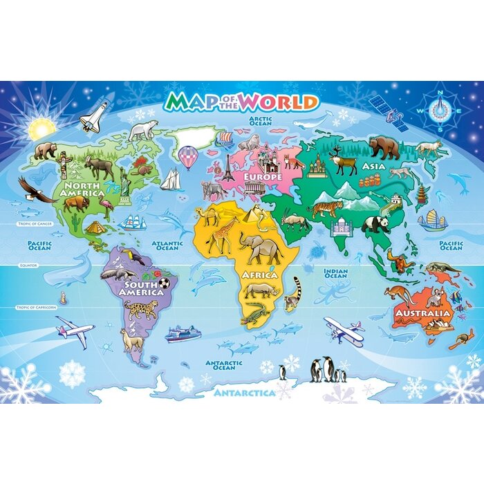Cobble Hill Puzzles 48 pcs - Map of the World Floor Puzzle