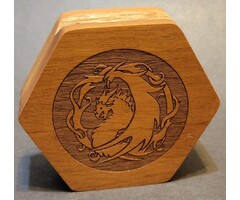 Fifteen4Two Ventures Hexagonal Dark Wood Dice Box - Wyrm Print