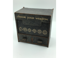 Redline Engraving Wooden Card and Dice Storage Box - 2 Drawers Brown