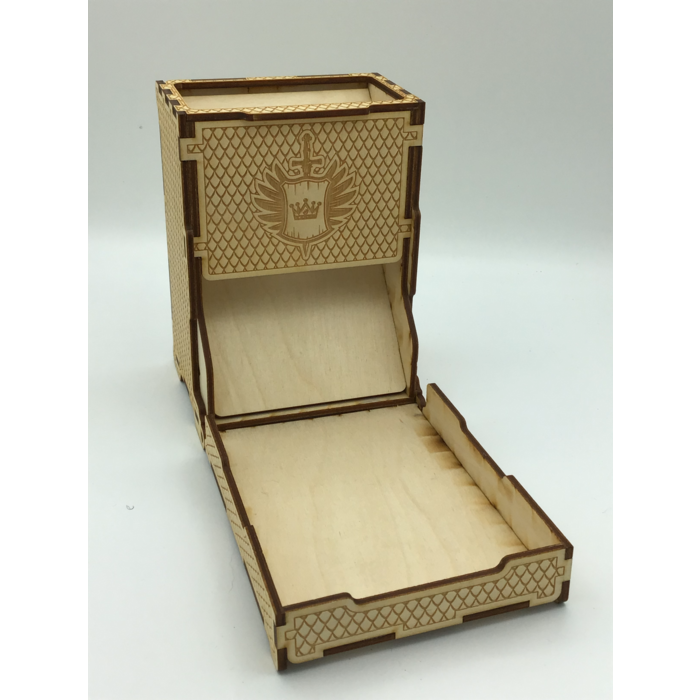 Redline Engraving Wooden Dice Tower - Single Piece Folding