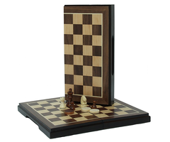 Wood Expressions Chess & Checkers Set 9" - w/ Magnetic Travel Size Board